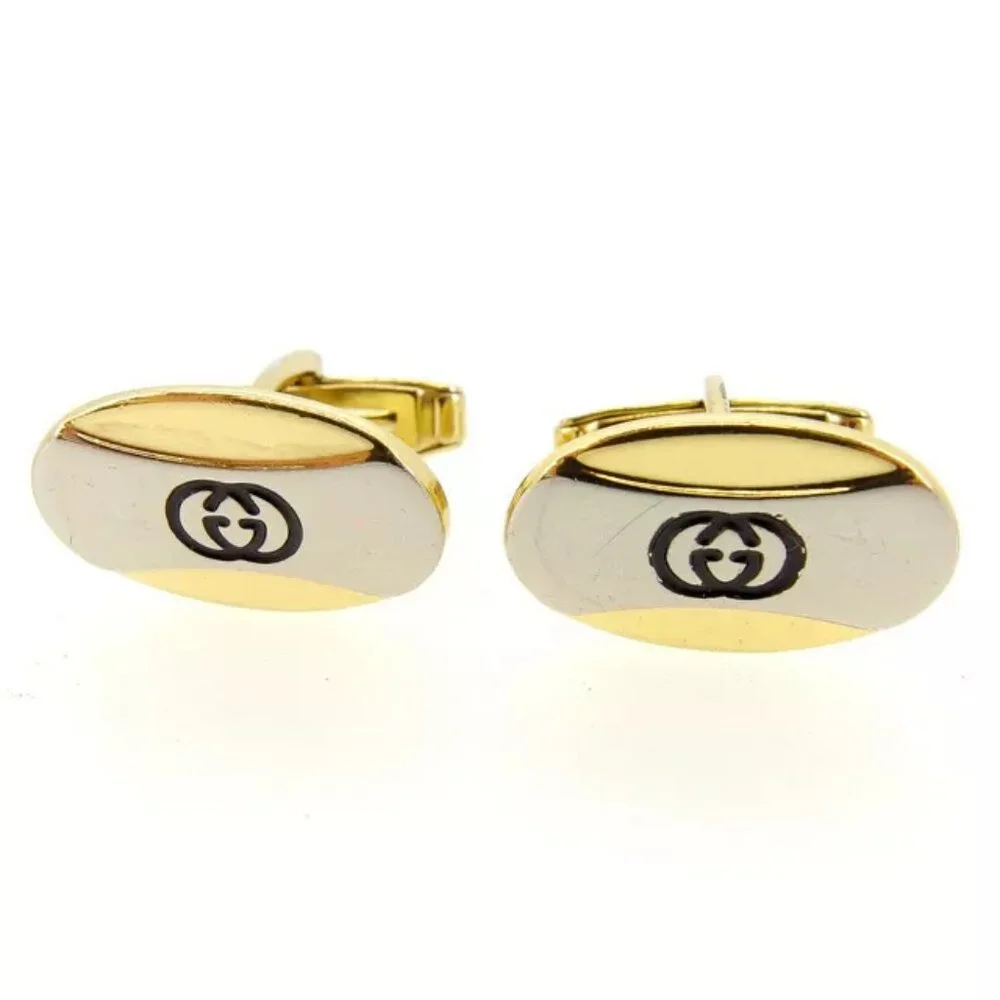 Gucci cuffs Interlocking Gold Silver Mens Authentic Used Y5025
